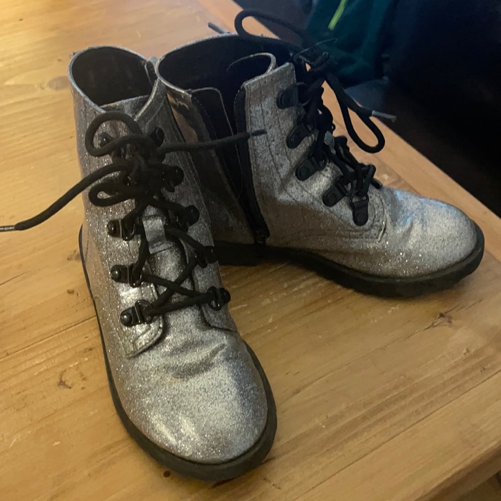 High top rubber glitter boots zipper on side